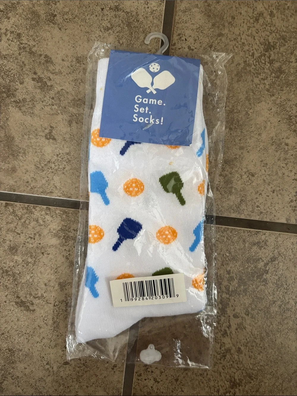 Pickleball Print White Socks